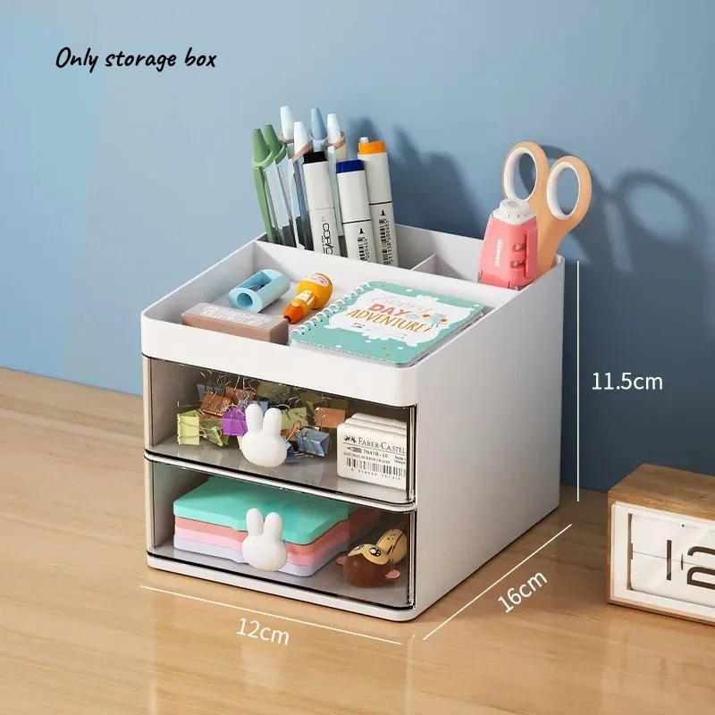 

1pcs Multi-Layer Desk Organizer with Drawers Pen & Stationery Storage Box Office Desktop Makeup Organizer with Elevated Stand белый