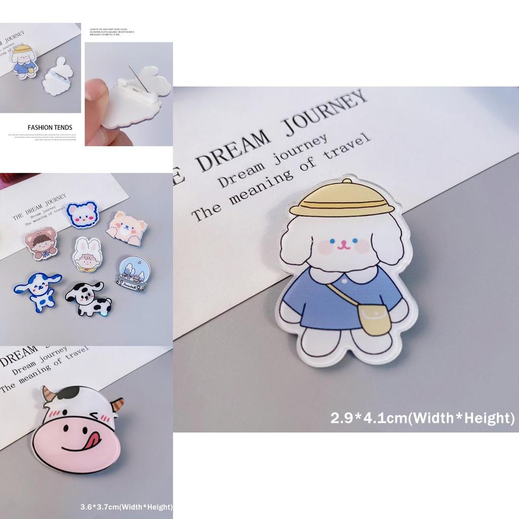 Adorable Cartoon Dog Rabbit Cow Brooches For Backpack And Handbag Decoration