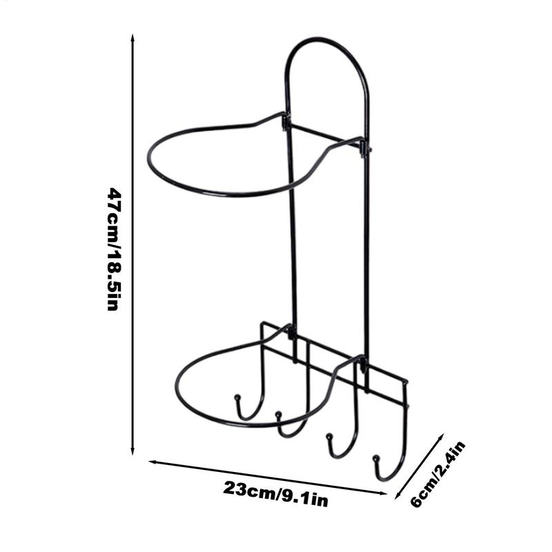 Wall Ball Holder 2 Layer Basketball Holder Wall Mounted Ball Rack Steel Sports Equipment Organizer No Drill Storage Shelf For