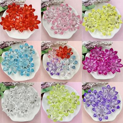 Acrylic Crystal Lotus Flower DIY Jewelry Accessories Transparent Loose Beads Beaded Materials 31mm Jewelry For Bracelet Earring Making 5pcs
