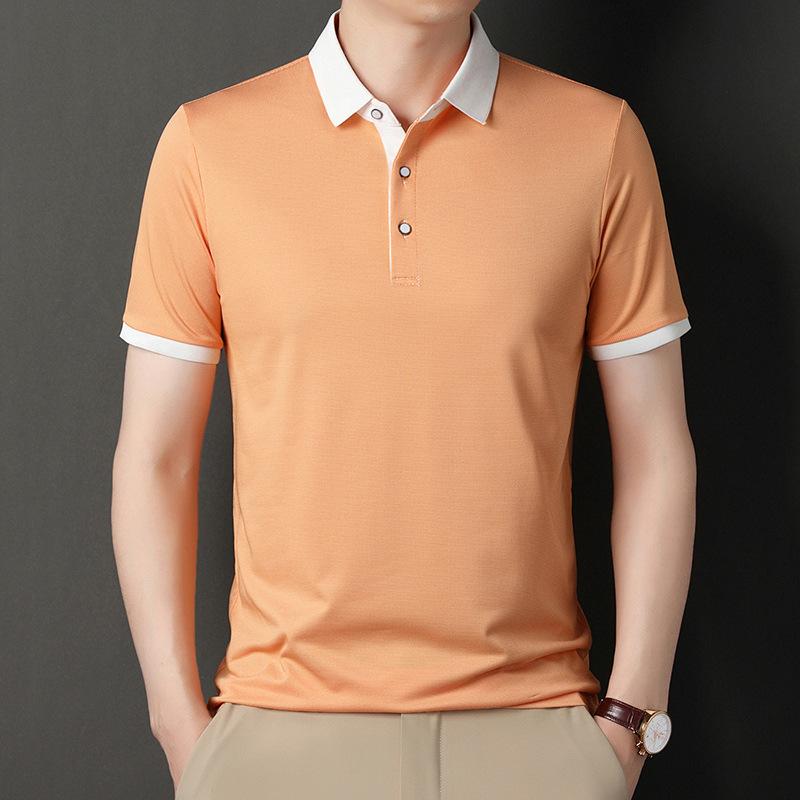 

Футболка с короткими рукавами, мужская летняя хлопковая тонкая деловая повседневная футболка, подходящая по цвету простая рубашка-поло с коротким рукавом для мужчин XXXXL