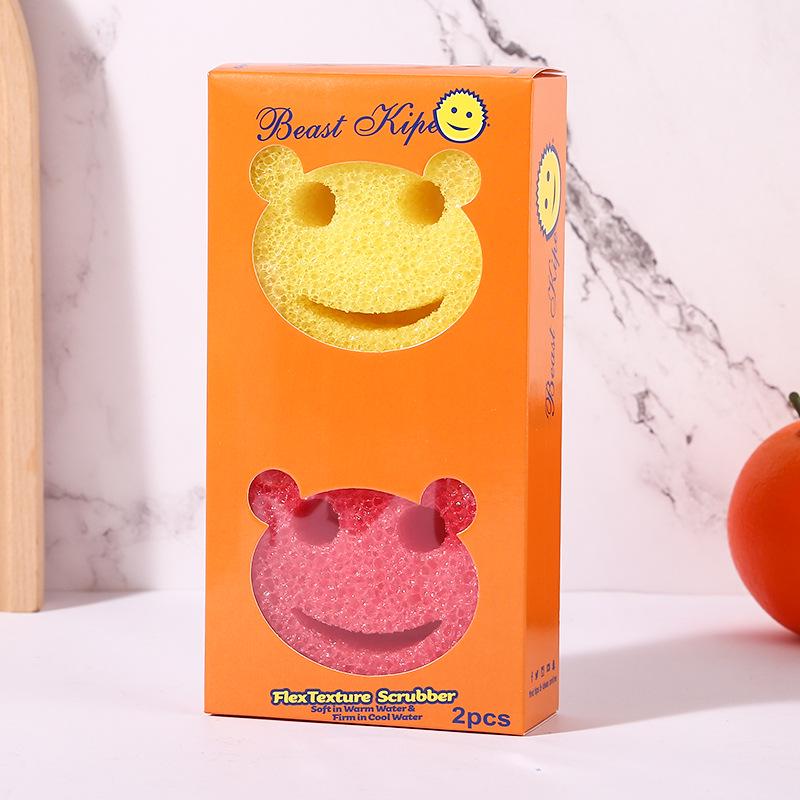 Douyin Smiley Magic Cleaning Sponge – Loofah-Style Honeycomb Kitchen Dish Sponge