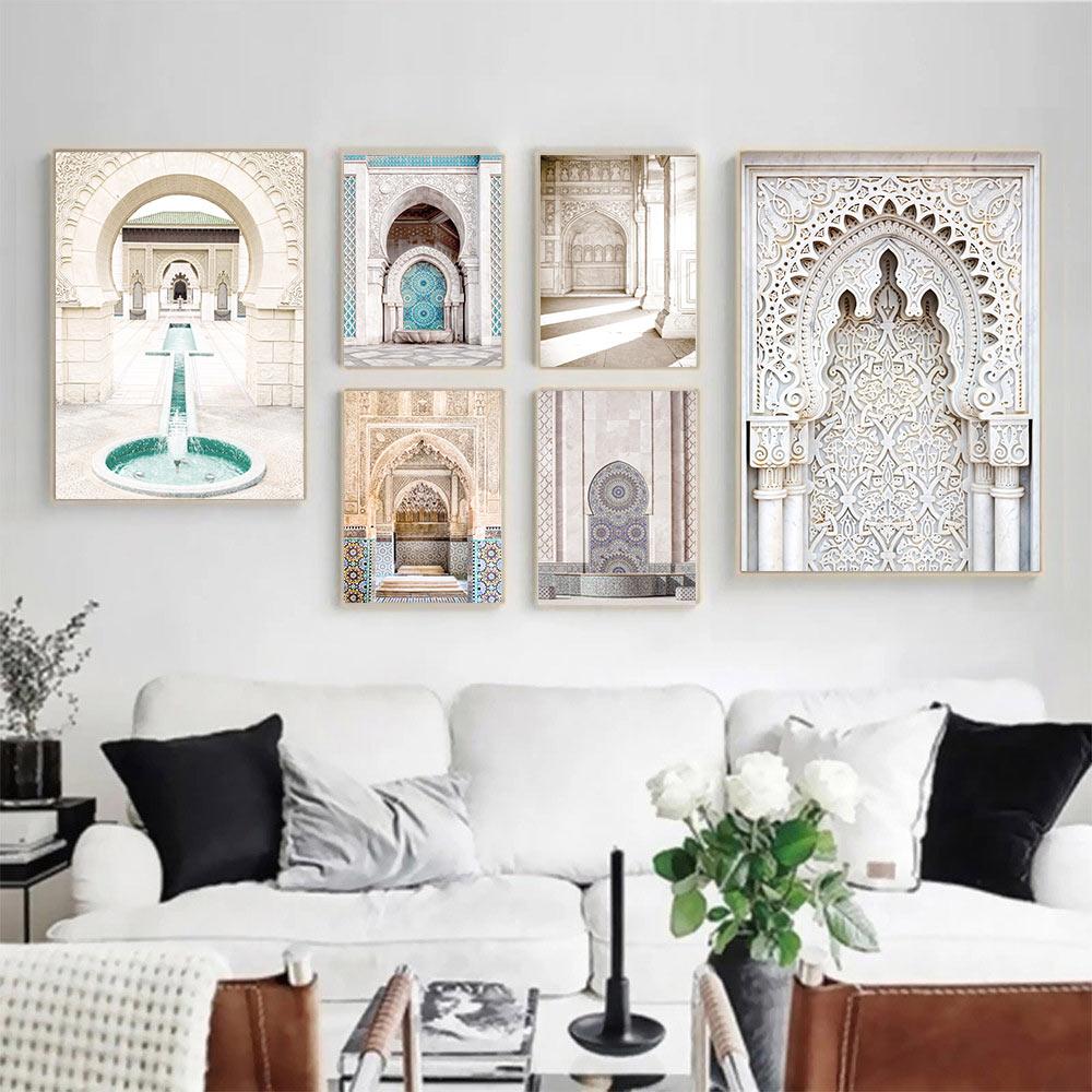 Marokkanischer Bogen Architektur Kunst Leinwand Schilderij Islamische Arabische Drucke Moskee Moslim Poster Woonkamer Home Decor