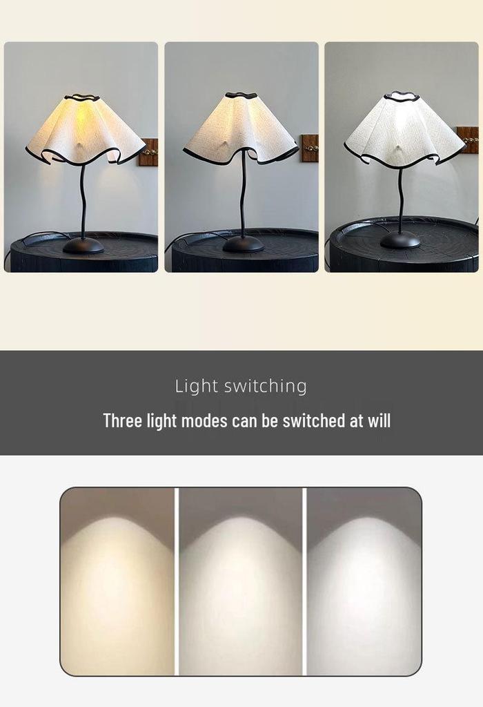 Modern Minimalist Petal Umbrella Desk Lamp - S-Shaped Iron Art for Bedrooms & B&Bs