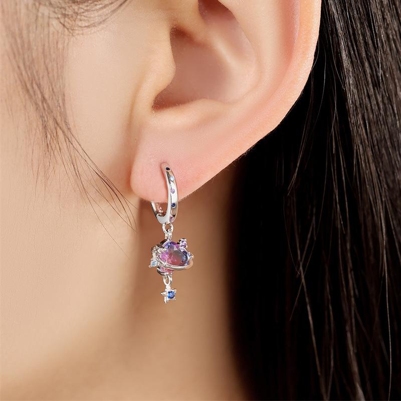 barbie Colorful Love Planet, Elegant and Original Ins Style, 925 Silver Synthetic Cubic Zirconia Earrings, Women's Style ZJYES-YS-225