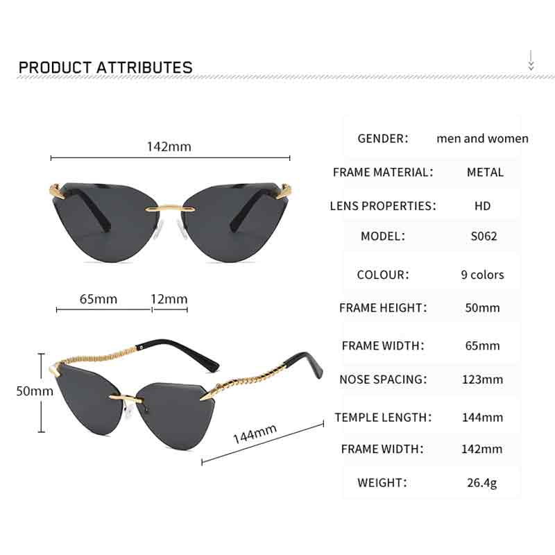 Fashion Sexy Cat Eye Metal Sunglasses Women Men Luxury Gradient Brand Sun Glasses Outdoor Travel Shopping Lady Man Eyewear UV400