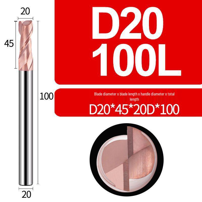Tungsten Steel 2-Flute Carbide End Mill, 55° Keyway CNC Flat Bottom Cutter
