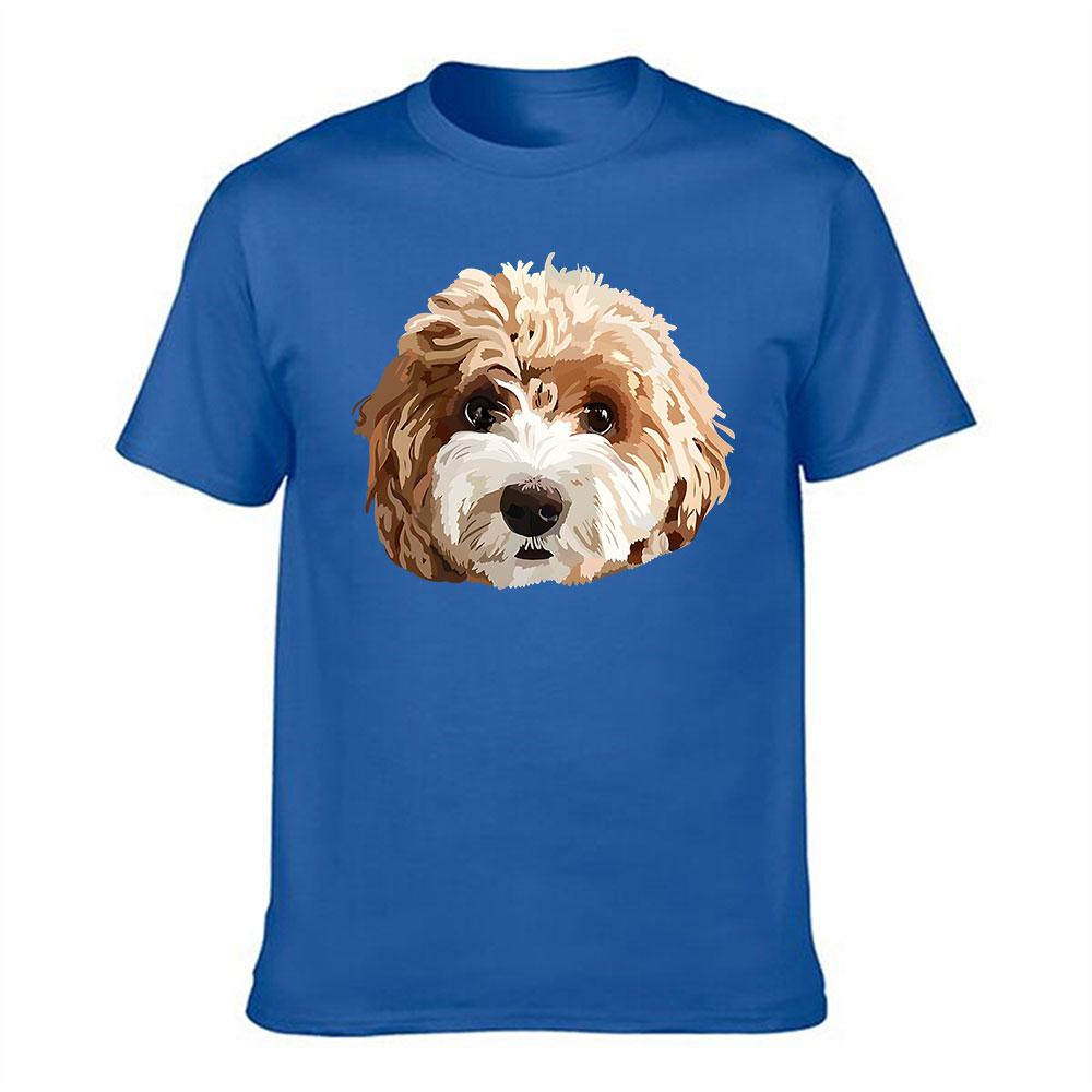 Mens Cotton TShirt Cute Fluffy Brown White Puppy Print Casual Crew Neck Short Sleeve Tee for Dog Lovers