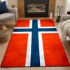 Norwegian Flag Design Rug Patterned Carpet, Non Slip Mat Suitable for Living Room and Bedroom Sofas