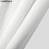 INCERUN Men Spring Zipper Up High Waist Texture Trousers Casual Button Straight Pants