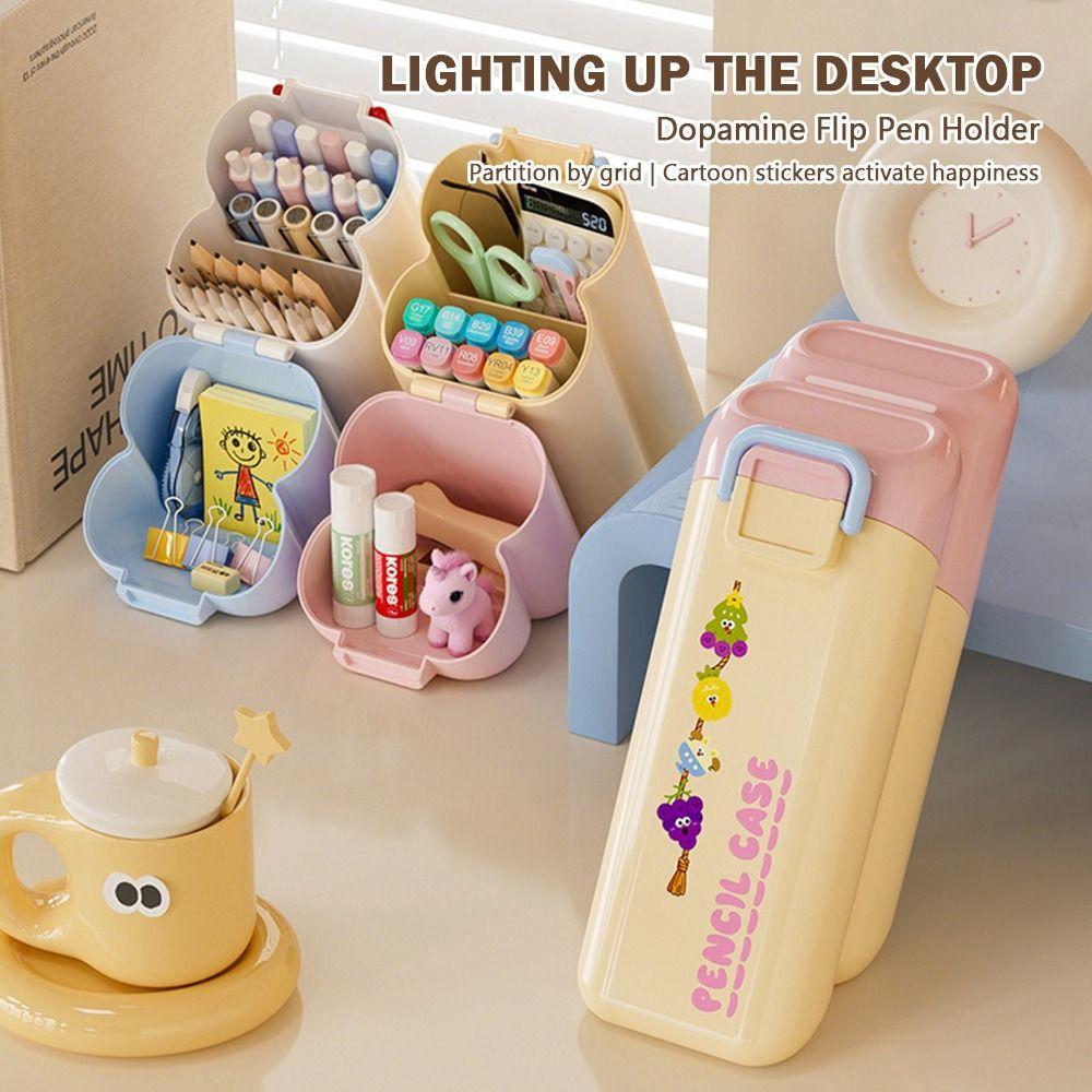 Desktop Storage Oblique Pen Holder Large Capacity Stationery Storage Box Pencil Box  for Students