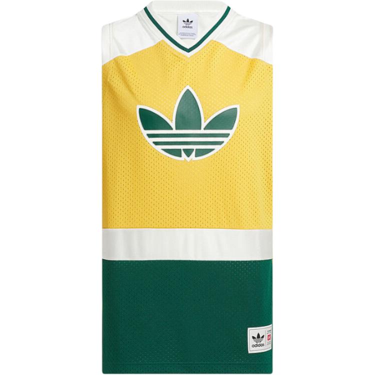 

Adidas Originals Colorblock Logo Print Casual Breathable Skin-Friendly Tank Top Unisex Tops Yellow JD6401 M