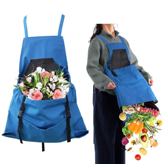 Gardening Apron with Tool Pockets Large Capacity Harvesting Pouch for Outdoor Farming Fruit Picking Quick-Release Durable Canvas