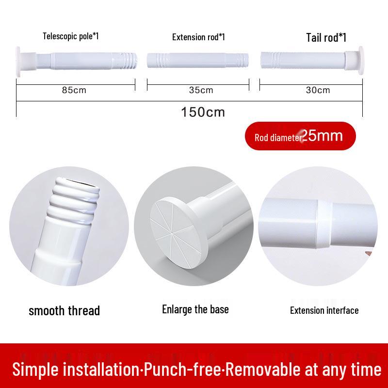 

Painted Spiral Balcony Curtain Rod: Universal, No-Drill, Multi-Functional Support for Bedrooms