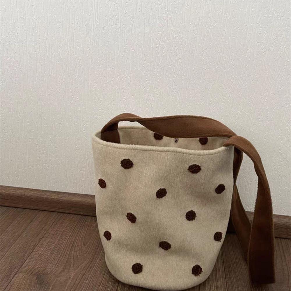 Bubble Tea Polka Dot Bucket Bag Polka Dot Bag 2025 New Niche Design Shoulder Messenger Bag Commuter Bag Women