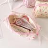 Cute Floral Quilted Pencil Case Multi Functional Soft Large Capacity Organizer for School Students Office Use