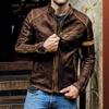 European & American Men's Stand Collar Punk Motorcycle Leather Jacket for Teens and Adults