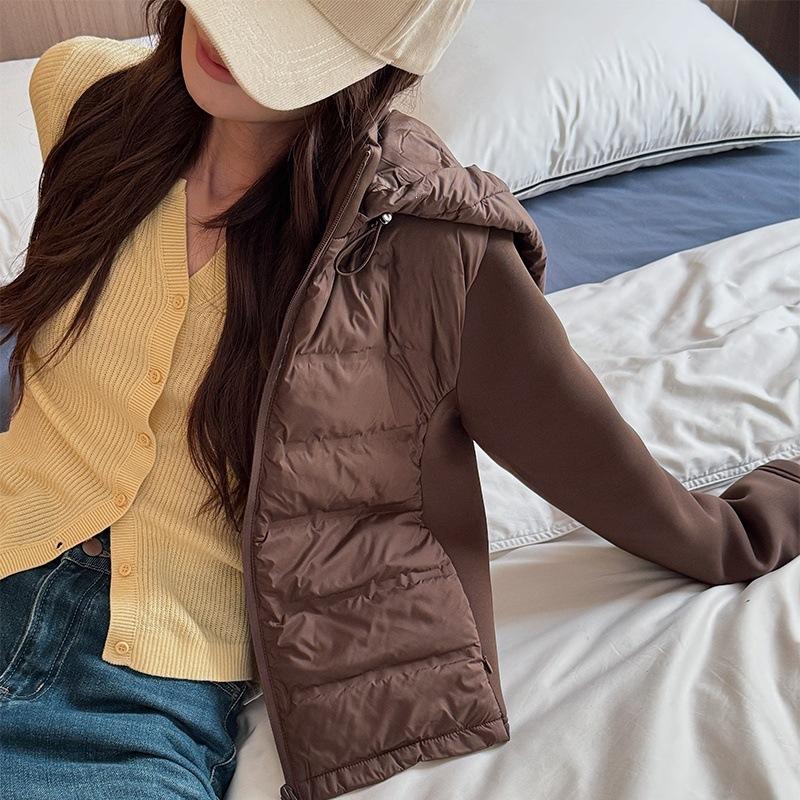 Thin and light European and American fashion women's clothing splicing cotton-padded jacket college slim and thin stand-up collar cotton-padded jac