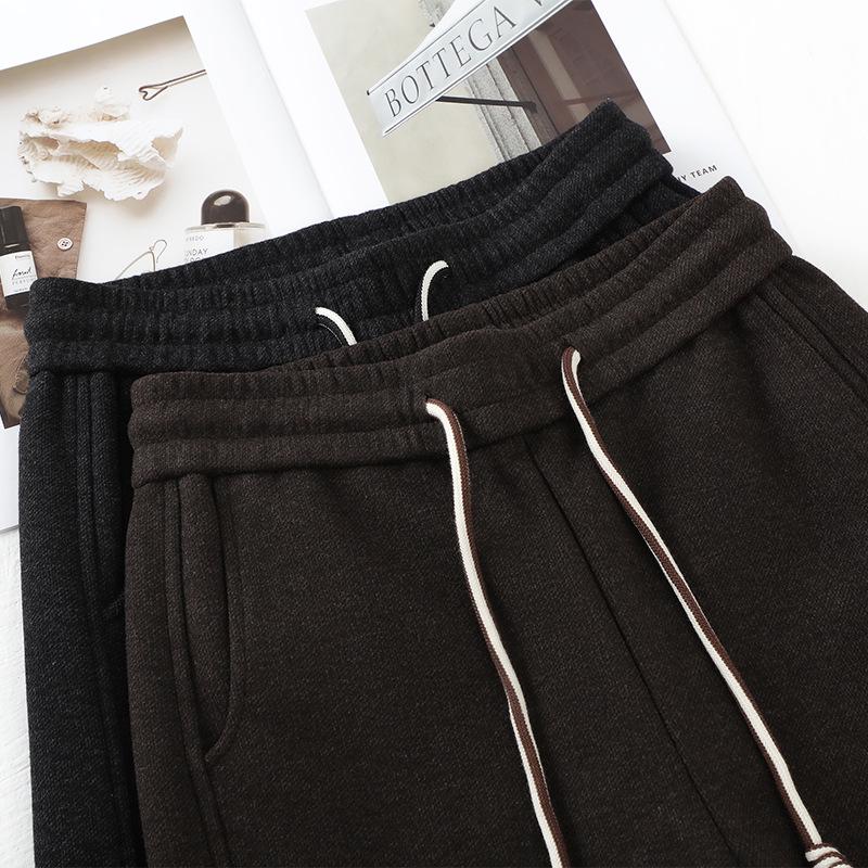 2024 Women's Khaki Wool Acetate Harem Pants - Petite Nine-Point Carrot Style for Autumn/Winter
