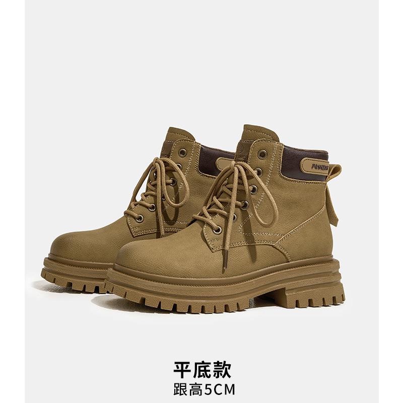Cowhide version~ Martin boots women's retro simple and versatile short boots travel mountaineering kick not bad big yellow boots short boots