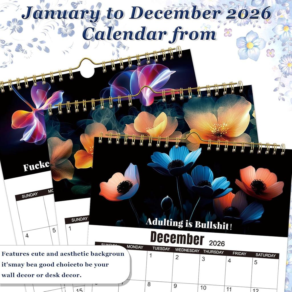 Fu-ck It 2026 Calendar for Tired Women, 2026 Fu-ck It Wall Calendar for Tired Women, Humor Hanging Month Calendar,Hanging Calendar for Home
