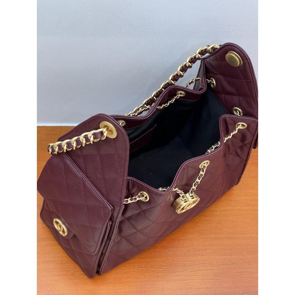 25 Novas bolsas femininas de couro padrão caviar padrão bola grande capacidade bolsa hippie hobo corrente diamante cordão axila