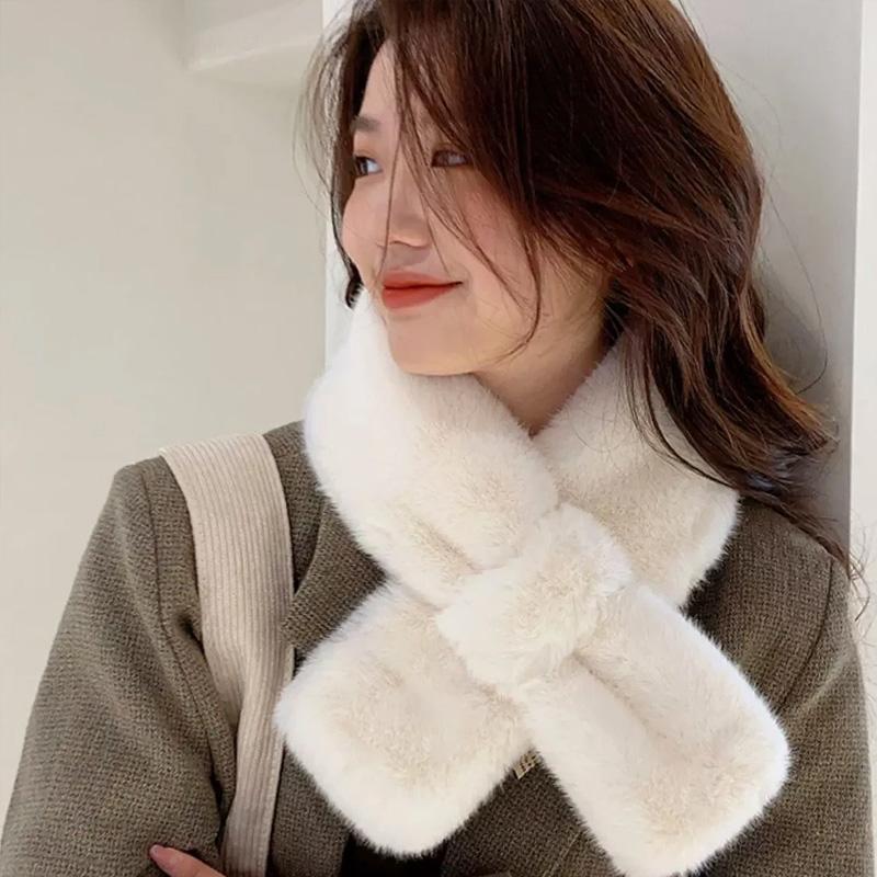 Plush Skin-friendly Solid Color Soft Like Rabbit Fur Warm Clothing Accessories Wind-resistant Scarf Fur Collar