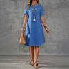 Women's Summer Casual Solid Color Round Neck Short Sleeve Mid-length Loose Dress