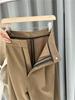 Gray Wool High-Waisted Wide-Leg Pants for Women - Comfortable, Slimming, Drape Straight-Leg Fit for Autumn and Winter