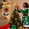 Christmas Tree Ornaments 2D Acrylic Sunflower Pendant Sunflower Ornaments Christmas Tree With Bow Design For Winter Holiday