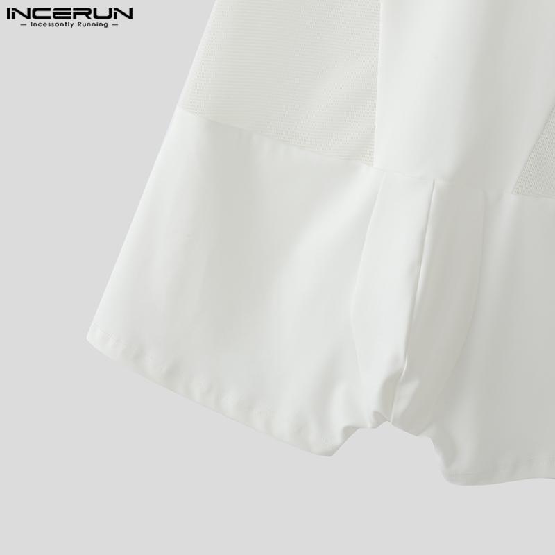 INCERUN Men Strap Sleeve Hollow Out Fitted Pajamas Jumpsuits See Through Romper Bodysuits Underwear