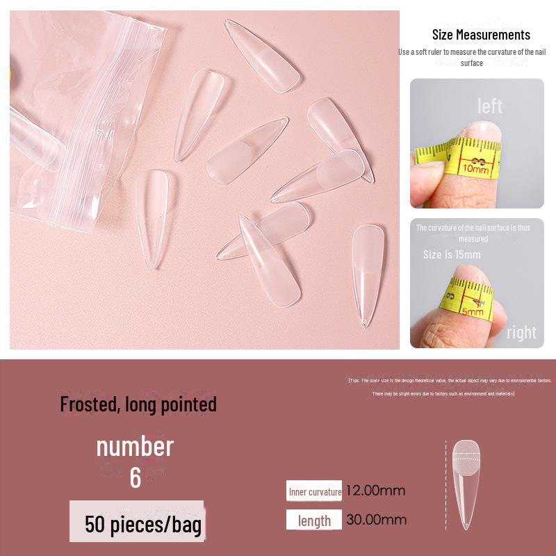 "50-delige Naadloze Transparante Trapeziumvormige Gematteerde Puntige Enkele Maat Nageltips" (0-11) voor Salons"