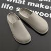 3751 Leather Lazy Baotou Half Slippers Men and Women Couples Flat Bottom Soft Leather Round Head Casual Thick Bottom