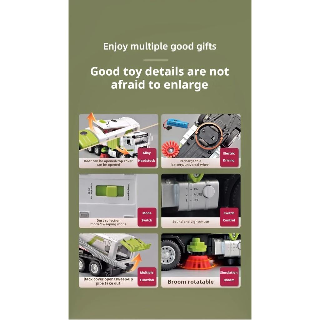 Legierung Sanitation Kehrmaschine Modell Simulation Staubsauger Junge Elektrisch Sound und Licht Universelles Spielzeugauto