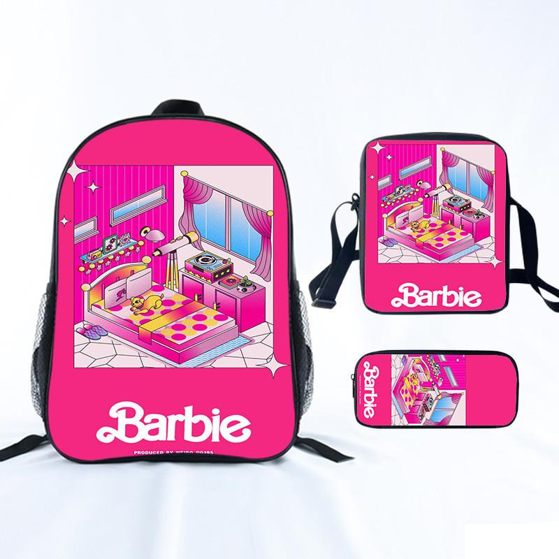 Barbie Princess School Bag Threepiece Set With Oxford Fabric For Girls Student Use