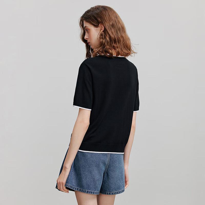 Chuyu Women's Color-Block Cat Jacquard Knit Top