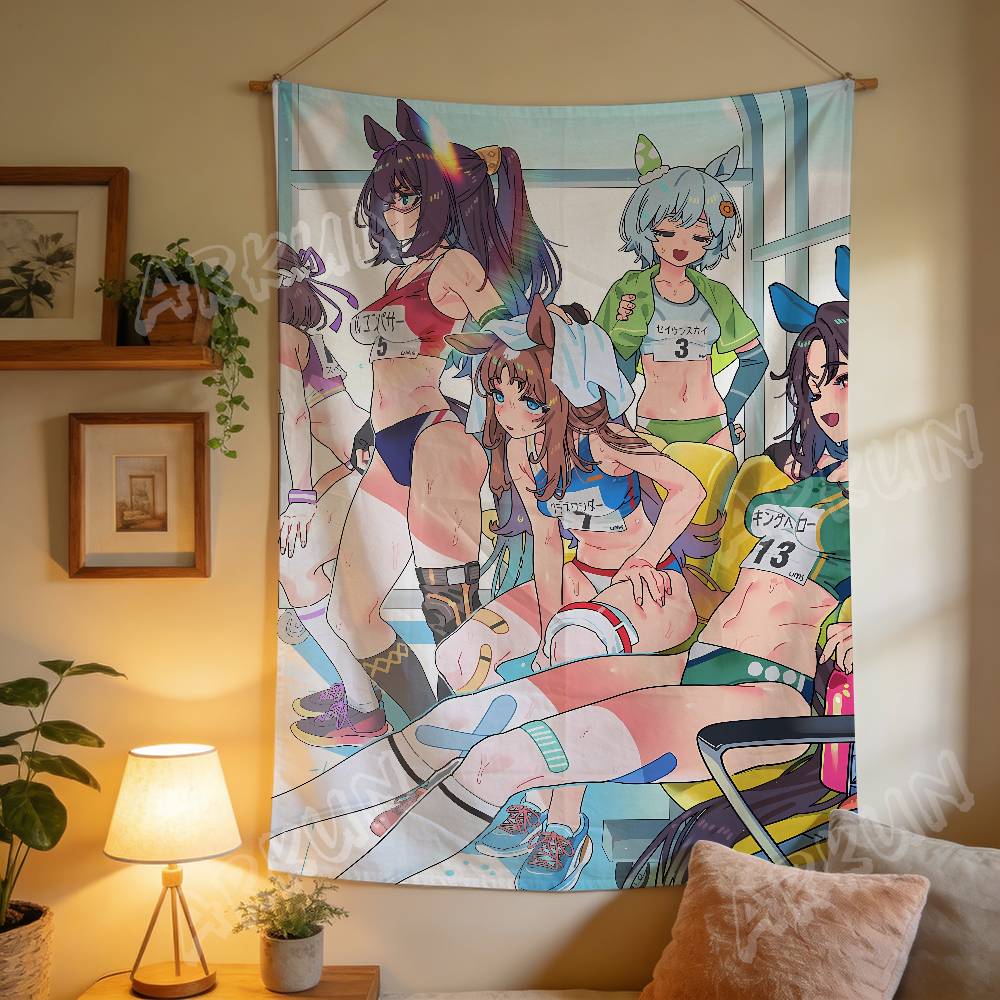 Tapestry Decorative Hot Uma Musume Anime Gaming Girl Tapestry Wall Art Hanging Dorm Background Cloth Banner Fans Gift Home Decor