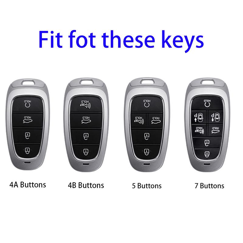 4 Tasten Goldrand TPU Fernbedienungsschlüsselanhänger Hülle Abdeckung für 2020-2021 Hyundai Sonata Nexo DN8 Santa Fe TM Tucson NX4 Staria Ioniq