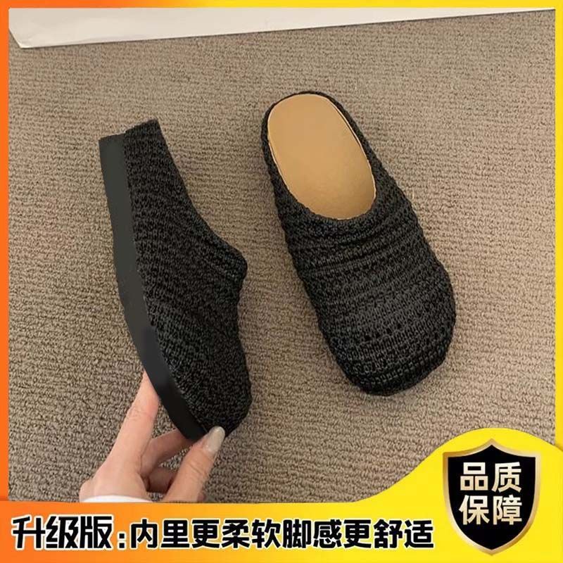 Nya franska halvtofflor ytterkläder deodorant vävda andningsbara mjuk botten slitstarka halkfria nya kinesiska meshskor dam