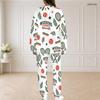 Women Plus Size White Sailboat Printed Round Neck Long Sleeve Top And Pants Two Piece Set