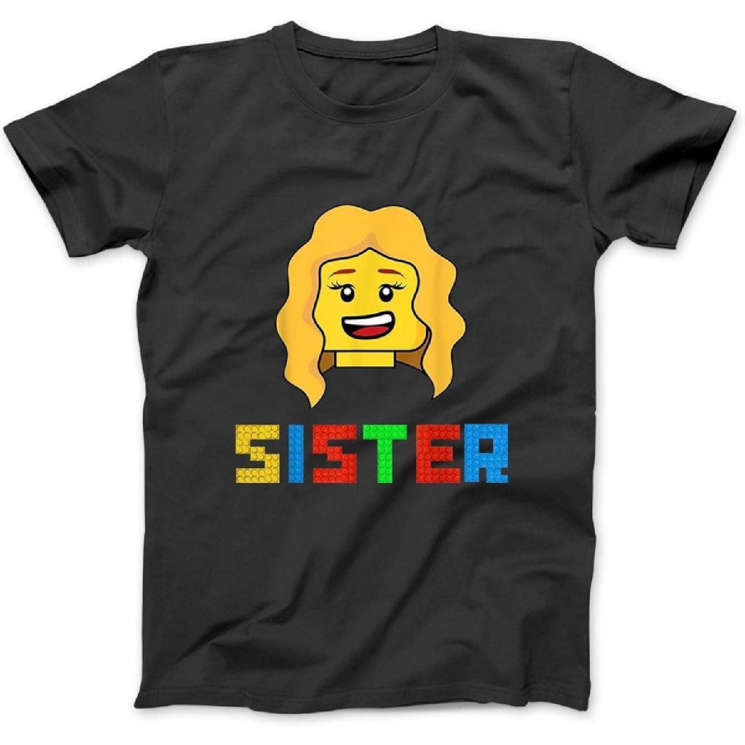 Unique Family Sister Master Builder Building Bricks Blocks T-Shirt, Sweatshirt, Hoodie for Men Women Kids Made in Canada Black XXXXXL разноцветный
