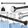 Extendable Shower Curtain Rod Curtain Tension Pole 50-260CM No Drill Telescopic Curtain Pole Adjustable Strong Shower Rail