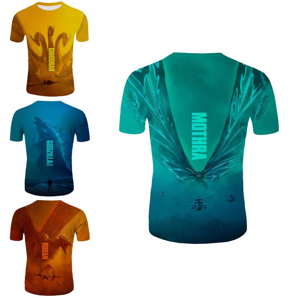 Godzilla King Of The Monster Men Short Sleeve Tops 3d Print Casual T-shirt Tee