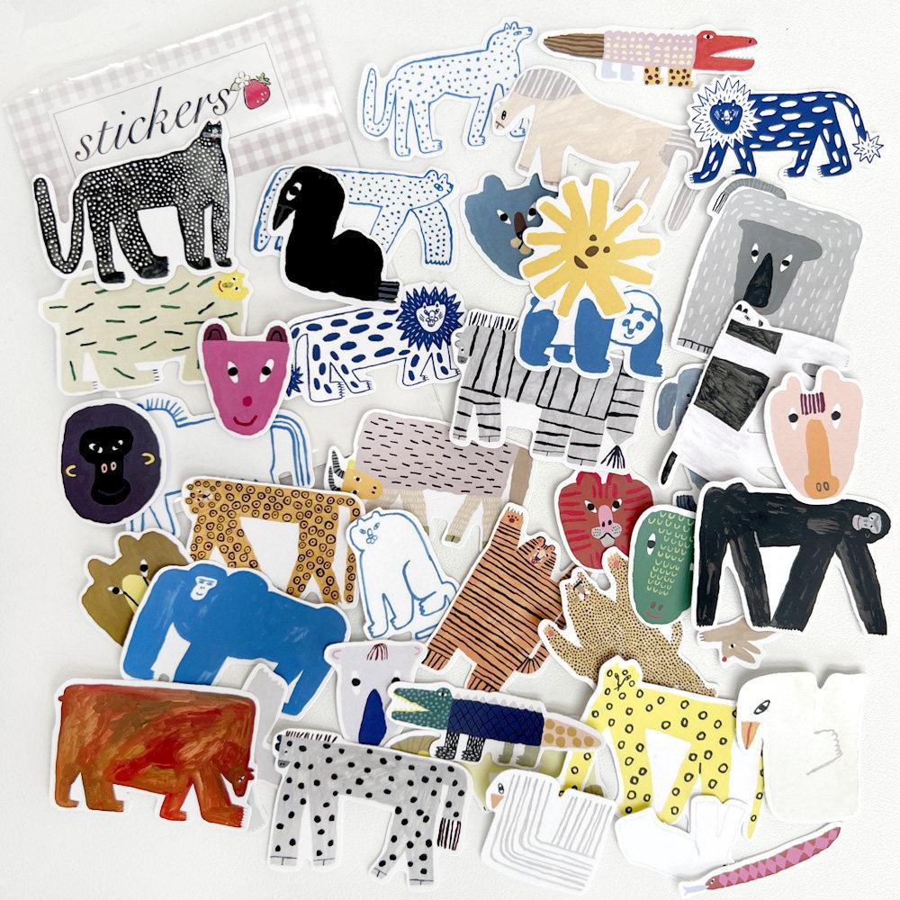 Cute Animal Stickers Funny Personalized Animal Stickers New Hand-Painted Decals for Journal Diary Scrapbook Photo Album Decor