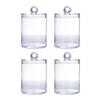 4pcs Canister Set Clear Storage Jar PS Plastic Round Bathroom Canister With Lid Clear Plastic Jar Bathroom Storage