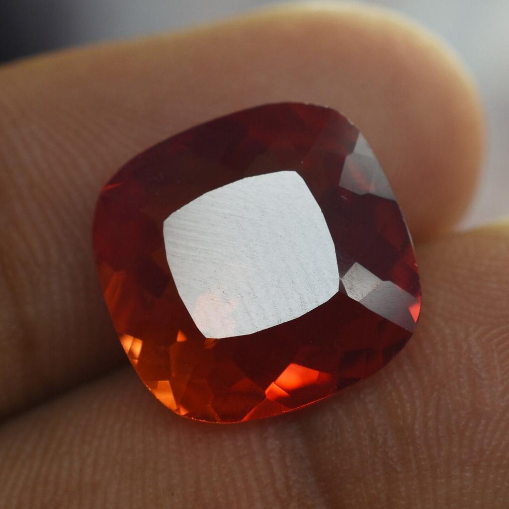 Natural Orange Sapphire Loose Gemstone 10.15 Ct Square Cushion Cut September Birthday Birthstone