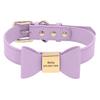Personalisiertes Hundehalsband mit Namen Weiches PU-Leder Welpe Katze Schleife Halskette Verlustsichere ID-Halsbänder für Kleine Mittelgroße Große Hunde Katzen