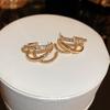 Real gold electroplated silver needle zircon multi-layer C-shaped earrings French niche versatile earrings fashion temperament light luxury earrings