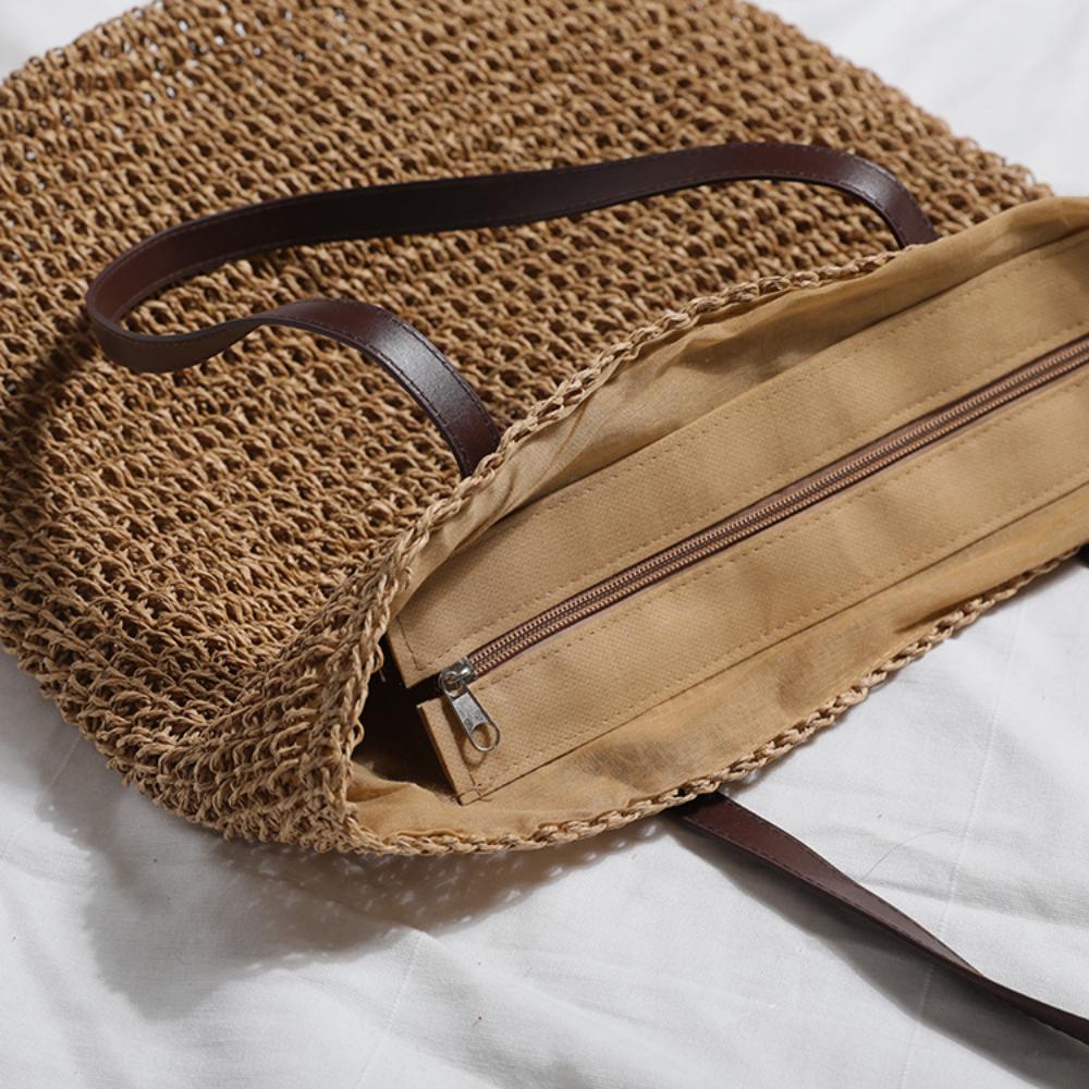 Women'S Handbag Fashionable Simple Retro Straw Bag Summer Beach Bag Leisure Storage Shopping Bag
