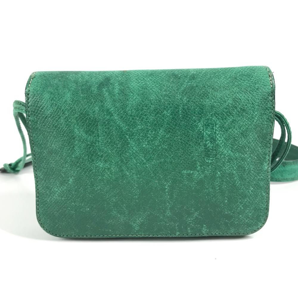 HERMES vintage logo Pochette bag mini bag Shoulder Bag Leather Green
